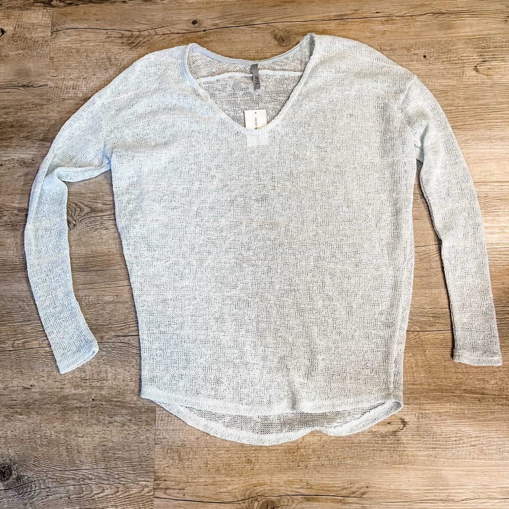 NWT Light Blue / Mint and white striped lightweight sweater. Size Small.